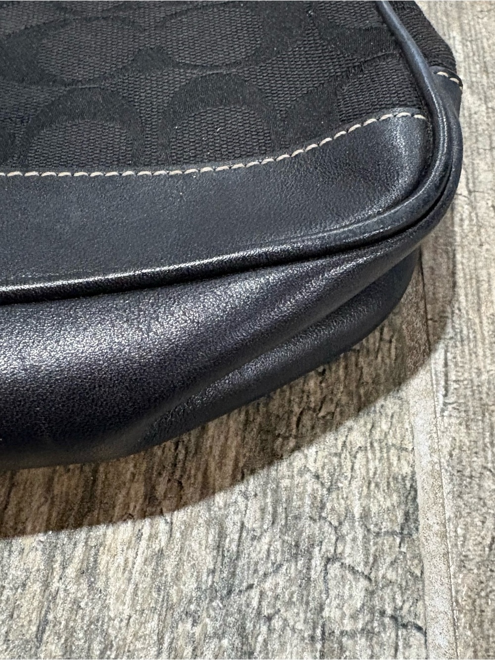 Vtg Coach 6094 Black Signature Canvas Demi Mini Bag Purse Leather Y2K Jacquard - Picture 5 of 11